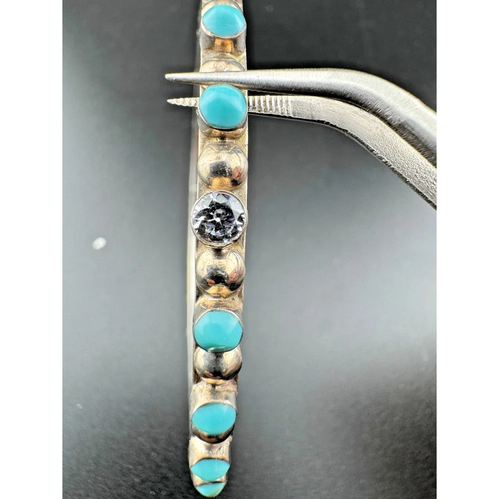 Vintage Sterling Silver 925 Turquoise Bangle Bracelet